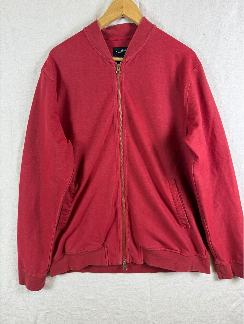 Frank + Oak Red Zip Jacket Men’s L – Casual Lightweight Layer